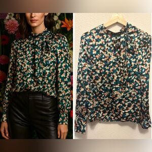 Long sleeve blouse neck tie top spring work office shirt sz 8/10 NWT fall